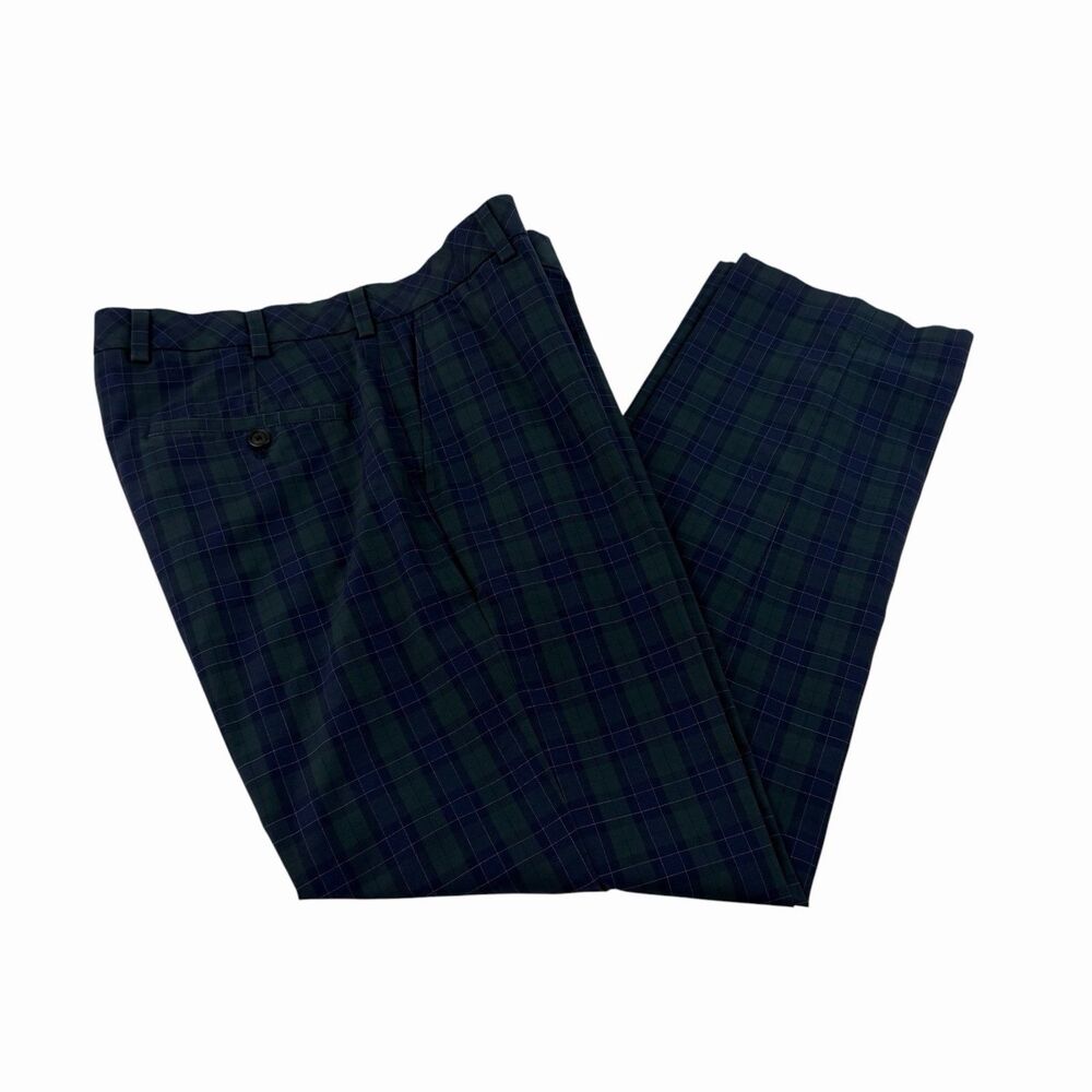 Brooks Brothers Clark Advantage Chino Pants 34x30 Black Watch Plaid Tartan Mens